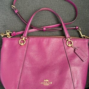 Coach Magenta Leather Shoulder Bag